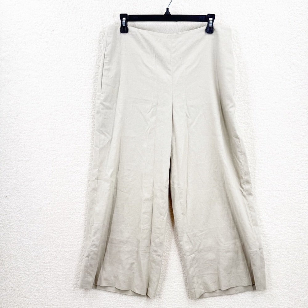 Vince Women's Linen Blend Crop Wide Pant in Oyster Cream Size 8 NWT
